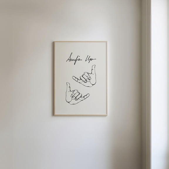 Surfs Up Minimal Coastal Beach Poster, Unframed Paper Poster 8x10in