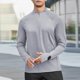 thumbnail image 1 of Blusa y camisa de manga larga con cuello alto para hombre, color liso, informal, deportiva, con cremallera, de poliéster., 1 of 6