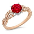 thumbnail image 2 of 1.42 ct Round Cut Simulated Ruby Solitaire with Accents Engagement Ring for Women in 14K Rose/White Gold, 2 of 2