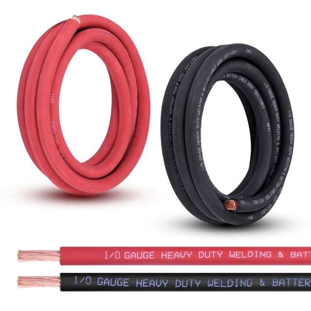 Cable de batería Shirbly, calibre 1/0, 10 pies, rojo y 10 pies, negro, cobre puro