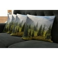 thumbnail image 2 of Ambesonne White Throw Pillow Cover 4 Pack, Green Trees on Meadow, 24", White Green, 2 of 6