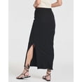 thumbnail image 4 of Real Essentials 3 Pack: Women's Ribbed High Waisted Maxi Skirt with Side Slit - Casual Long Pencil Skirt, 4 of 8