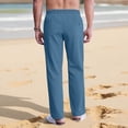 thumbnail image 5 of Men Casual Loose Multi-Pocket Yoga Pants with Elastic Waist, Trousers Joggers, Straight Leg Drawstring, Lightweight Breathable Quick Dry, Gym Workout Running Hiking | AKLJWH,Blue L, 5 of 8