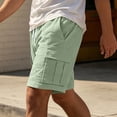 thumbnail image 6 of Workout Shorts Men Baeitkot Men's Solid Color Drawstring Multi-Pocket Cargo Shorts Casual Bottoms, 6 of 7