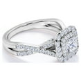 thumbnail image 4 of JeenMata Elegant 0.50 Carat - Square Cut Diamond - Twisted Band - Pave - Double Halo Engagement Ring - 10K White Gold, 4 of 7