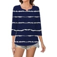 thumbnail image 5 of Yubnlvae Dark Blue Womens 3/4 Length Sleeve Tunic Tops Casual V Neck Shirts Basic Tees Business Work Blouses Summer Fall 2025 Clothes, L, 5 of 7
