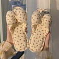 thumbnail image 4 of Penkiiy Warm Slippers for Women Cute Strawberry Bow Slippers Linen Slippers Indoor Home Flat Bottom Four Seasons Available Fabric Floor Slippers Floor Mute Slippers White Slippers, 4 of 9