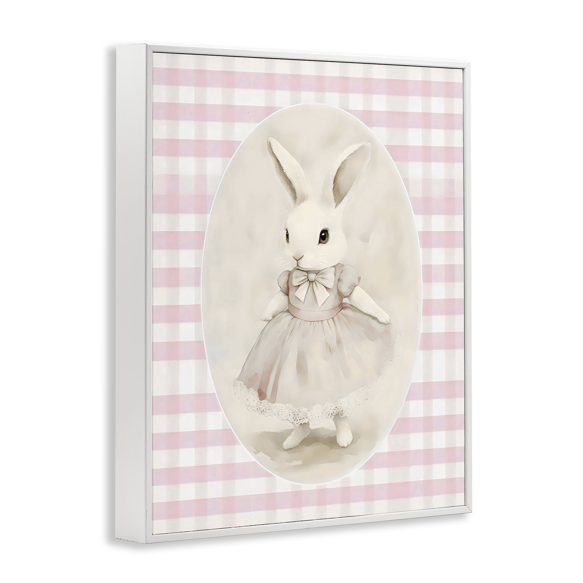 Stupell Industries Sweet Pink Girl Bunny White Framed Giclee Art, design by Arlington Prints