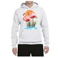 thumbnail image 2 of Wild Bobby, Flamingo Love Print, Animal Lover, Unisex Graphic Hoodie Sweatshirt, White, Large, 2 of 4