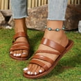 thumbnail image 2 of LOVZFMLL Sandals for Women 2025 Summer Fashion Strappy Slip On Flat Sandals Casual Outdoor Vacation Beach Slippers Brown 8.5, 2 of 9