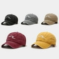 thumbnail image 3 of Baseball Cap Black Fitted Hat Wave Embroidery Adjustable Durable Unisex Baseball Cap for Outdoor Activities, 3 of 6