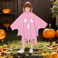 thumbnail image 2 of Yuncity Kids Halloween Cape Ghost Print Hooded Sleeveless Cloak Lightweight Casual Cozy Loose Fit Fall Winter Poncho Holiday Party Outfit Pink, 2 of 6
