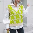 thumbnail image 7 of Womens Fall Fashion 2022! QLEICOM Sweaters for Women, Women‘s V-neck Multicolor Knitted Sweater Houndstooth Casual Fashion Sleeveless Vest Jacket Coat Tops On Clearance, 7 of 7