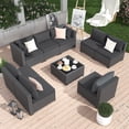 thumbnail image 4 of MRUAKA 9 Pieces Patio Conversation Set, Outdoor Sectional PE Rattan Wicker Furniture Seat,Gray, 4 of 7