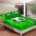 thumbnail image 3 of Ball Games Twin Size Bedding Set for Boys Football Print Fitted Sheet for Kids Teens Adults,Cartoon Soccer Bed Sheets Green Graffiti Style Sheets Modern Geometry Hexagon Sheets, 3 of 5