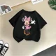 thumbnail image 3 of Linda camiseta de algodón de Minnie de Disney para niños, camiseta informal de algodón, moda de verano para niñas, camiseta deportiva de cuello redondo para niños, ropa para bebés, 3 of 5