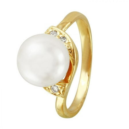 Foreli 0.12CTW Pearl And Diamond 14K Yellow Gold Ring