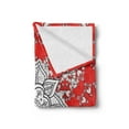 thumbnail image 2 of Mandala Soft Flannel Fleece Throw Blanket, Design Pattern Doodles Mandala Style Flowers Illustration, Cozy Plush for Indoor and Outdoor Use, 50" x 60", Scarlet White Black, by Ambesonne, 2 of 5