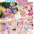 thumbnail image 3 of Aijohnny Baby Doll Stroller Toys Set with 12" Baby Doll, Quilt Pillow,Rocking Horse, Doll Accessories and 2 Sets Doll Clothes, Baby Doll Toys for Kids 3-5 5-7 Gifts, 3 of 9