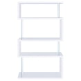 thumbnail image 6 of Bowery Hill Modern 4 Shelf Ignacio Geometric Bookcase in Glossy White and Glass, 6 of 9