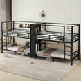 thumbnail image 3 of Twin size Quadruple Metal Bunk Bed,Quadruple Metal Bunk Bed with Built-in Storage Shelves & Wardrobe,Sturdy Metal Frame with Noise-reduced Design,Black, 3 of 9