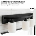 thumbnail image 5 of Dorence Oil-Rubbed Bronze 3-Light Bathroom Vanity Bar with Modern Glass Shade | Interior Lighting Fixture (E26 100W LED, Bulbs not Included), 5 of 10