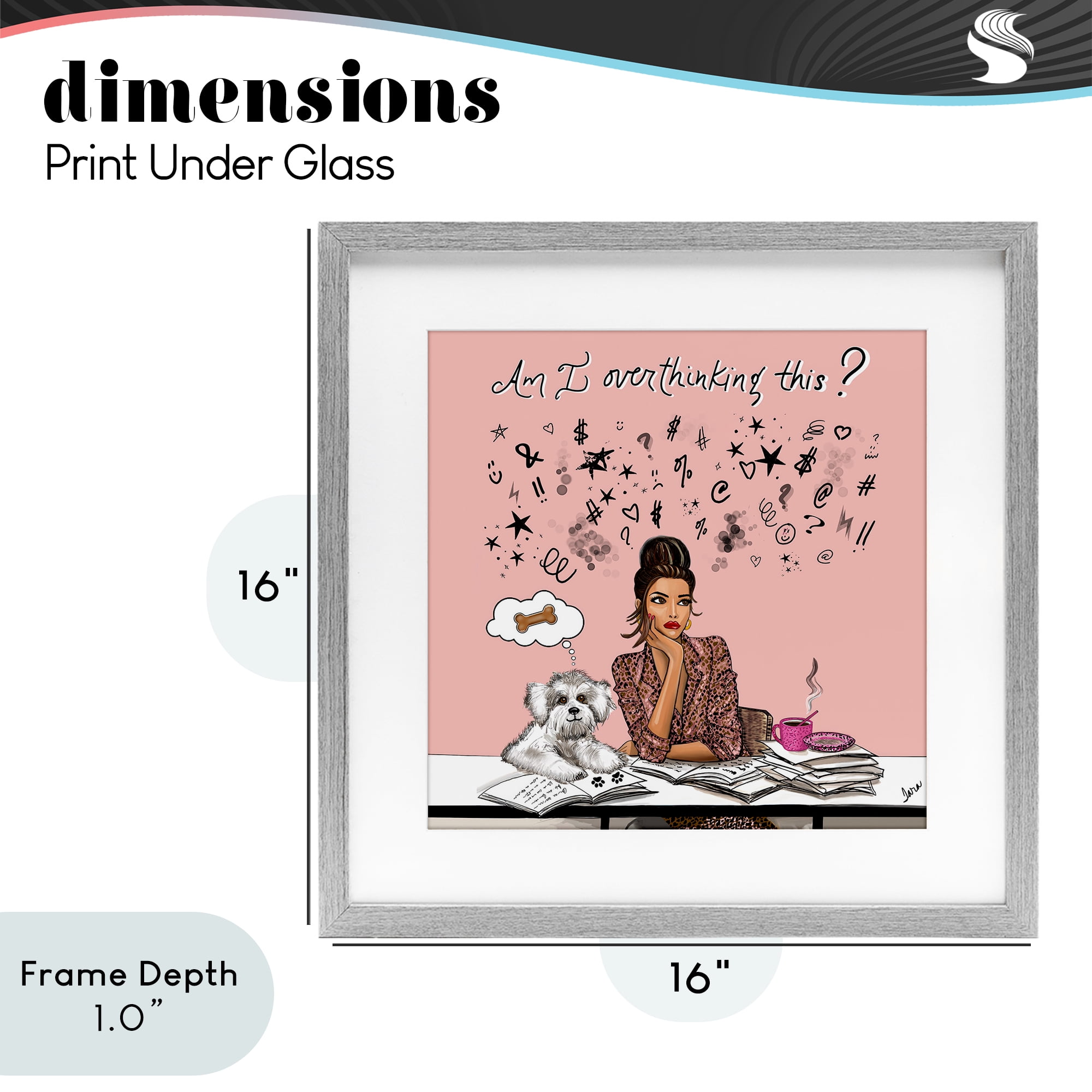 Stupell Industries Overthinking Reflection with Puppy Gray Framed Print Under Glass, design by Tara Boone