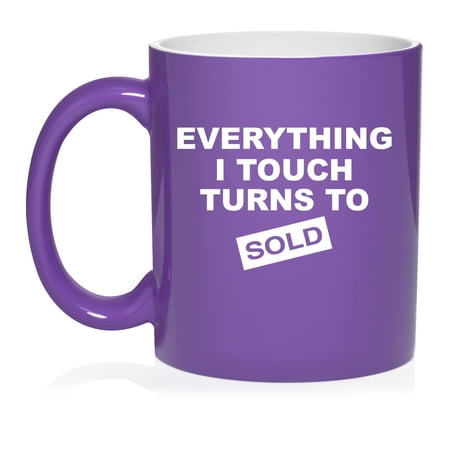 Everything I Touch Turns To Sold Sales Real Estate Agent Sales Ceramic Coffee Mug Tea Cup Gift for Her, Him, Women, Men, Coworker, Boss, Funny, Licensed, Graduation, Housewarming (11oz Purple)