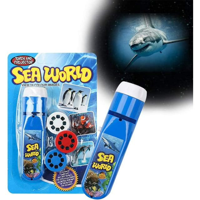 Space and Space Projector Flashlight and Projector with 3 Discs 24 Images, Story Projector Flashlight Toy for Child Boy and Girl 3 Years Old and Up (Sea Animals)