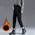 thumbnail image 2 of Pantalones harem de invierno de cintura alta y tejido grueso para mujer: poliéster, cálidos y holgados, ideales para llevar como prenda exterior en climas fríos., 2 of 4