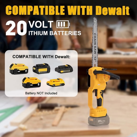 12 Inch Cordless Chainsaw Compatible With Dewalt 20V Batteries