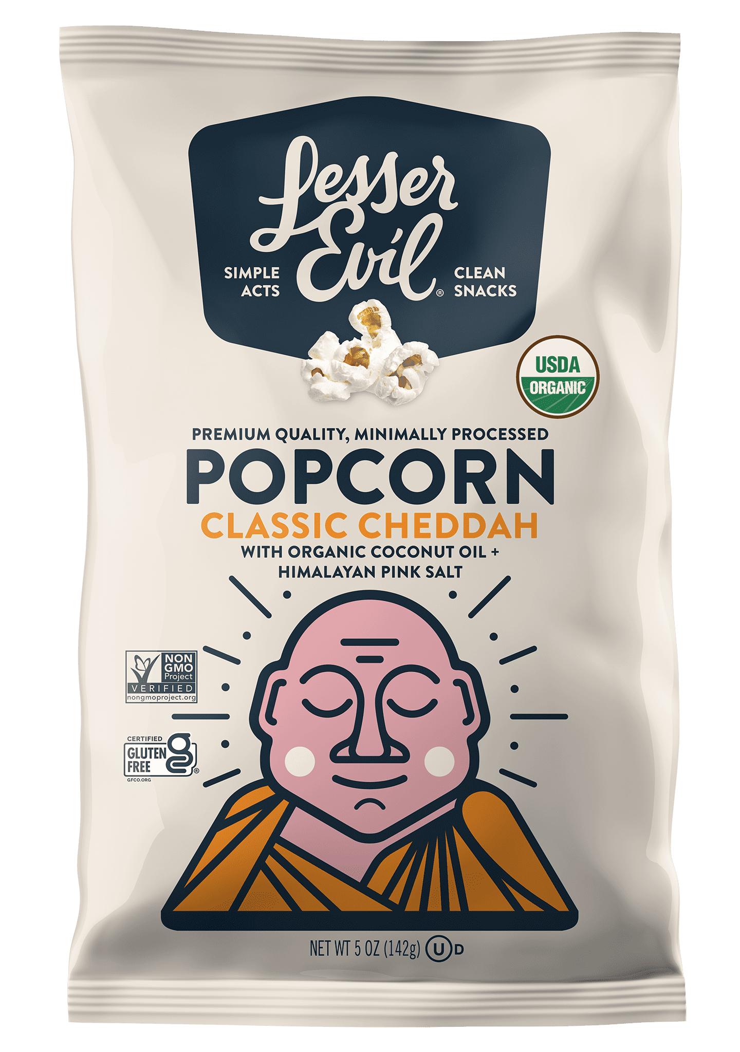 LesserEvil Organic Popcorn, Classic Cheddah, 5 oz