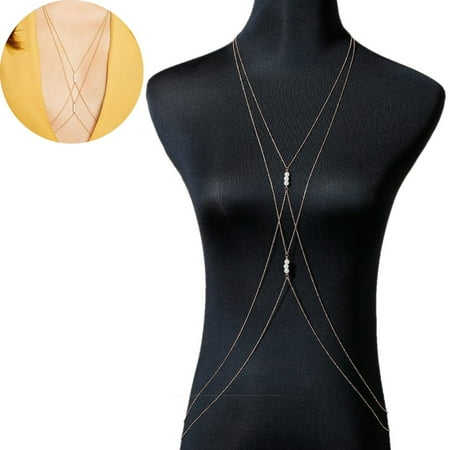 Sexy Body Chain - Sexy Sparkle Bikini Beach Crossover Harness Necklace Waist Belly Body Chain Jewelry