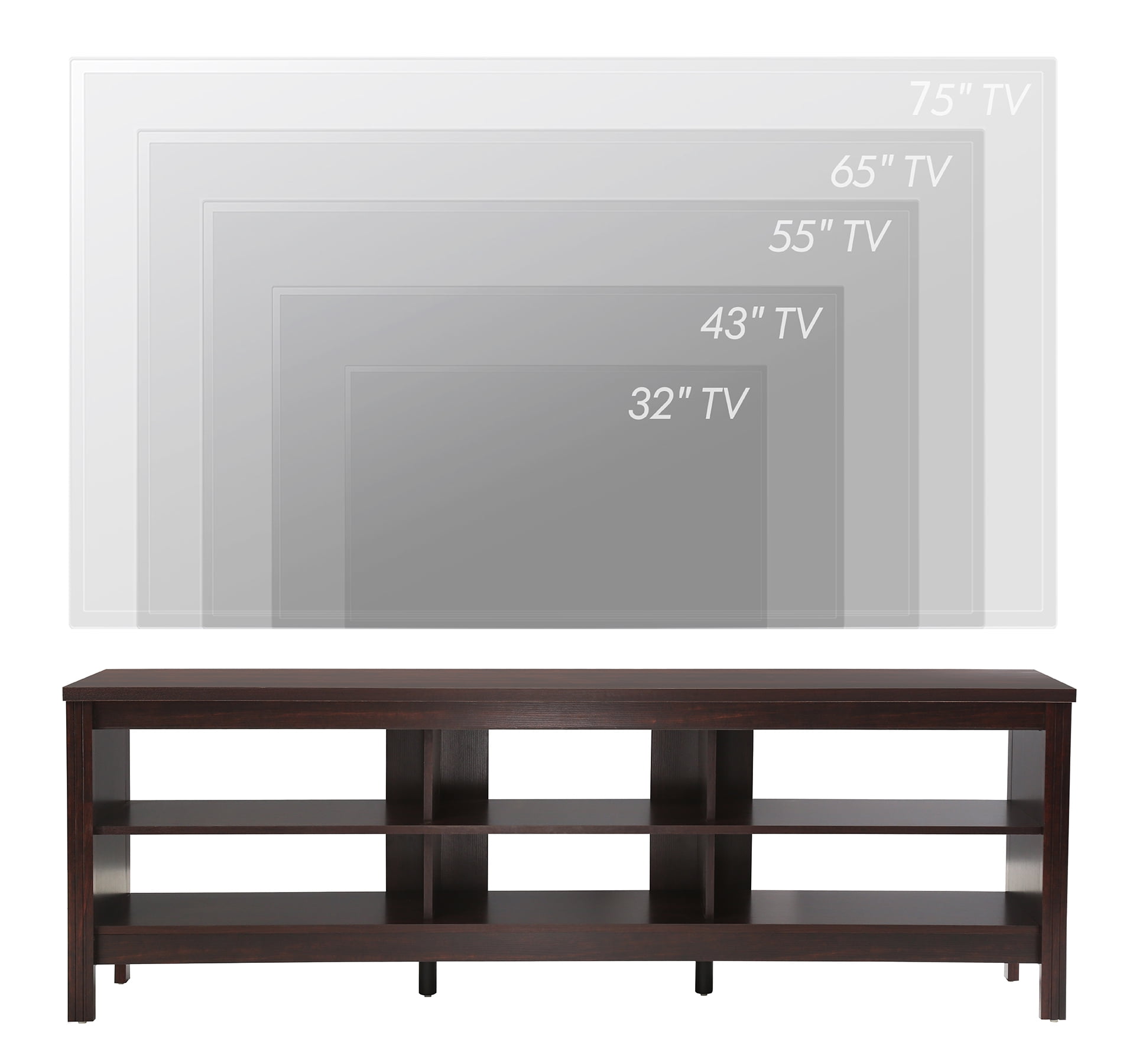 Wampat Farmhouse TV Stands for 75 inch Flat Screen Wood Media Console Storage Cabinet Entertainment Center, 70 inch, Brown