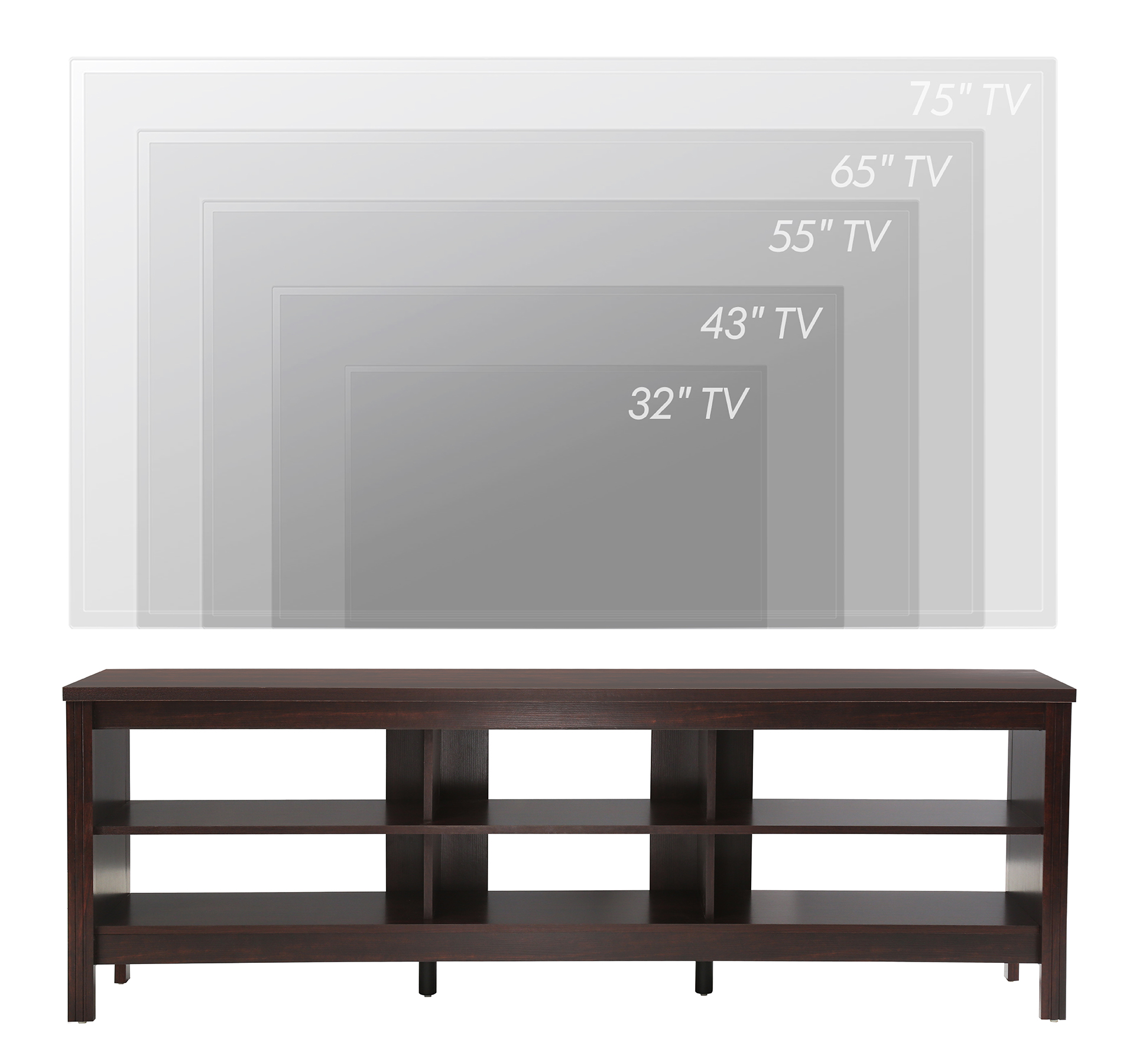 Wampat Farmhouse TV Stand for 75'' Flat Screen, Console Table Storage Cabinet , Brown TV Entertainment Center for Living Room, 70 Inch, - image 3 of 6