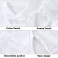 thumbnail image 5 of Hresadio Baby Boy Baptism Outfit with Bowtie Long Sleeve Romper Christening Clothes White 0-18 Months, 5 of 10