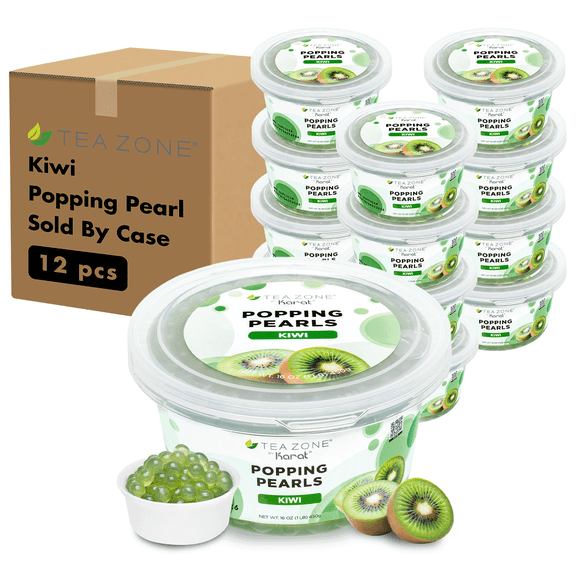 Tea Zone [12 jars] Kiwi Popping Pearls | Bursting Boba | Beverage, Sweet snacks, Boba Milk Tea, Ready to Serve