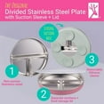 thumbnail image 2 of Stainless Steel Divided Plates with Silicone Sleeve for Babies & Toddlers | Lids Included | Stay Put Suction | Dinner & Snack Plates | 4 Pack, 2 of 8
