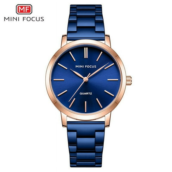 MINI FOCUS Fashion Women Watches Brand Luxury Casual Ladies Wristwatch Waterproof Stainless Steel Reloj Mujer Montre Femme Blue