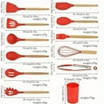 thumbnail image 6 of 12pcs Set of Multi-color Silicone Wooden Handle Kitchenware Set Non Stick Pot Spatula and Spoon Cooking Utensils, Heat-resistant, 6 of 10