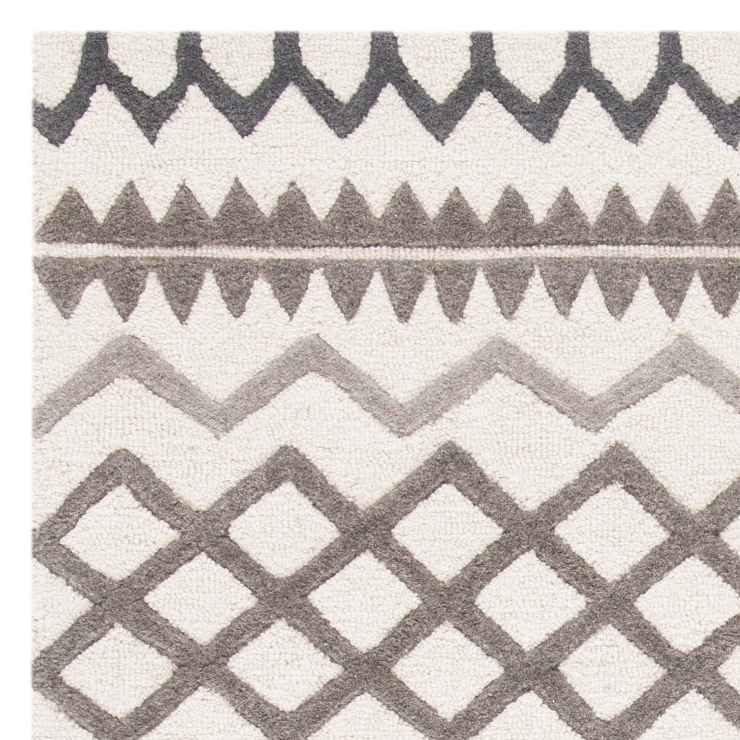 SAFAVIEH Glamour Drew Geometric Chevron Wool Area Rug, Ivory/Grey, 4' x 6'