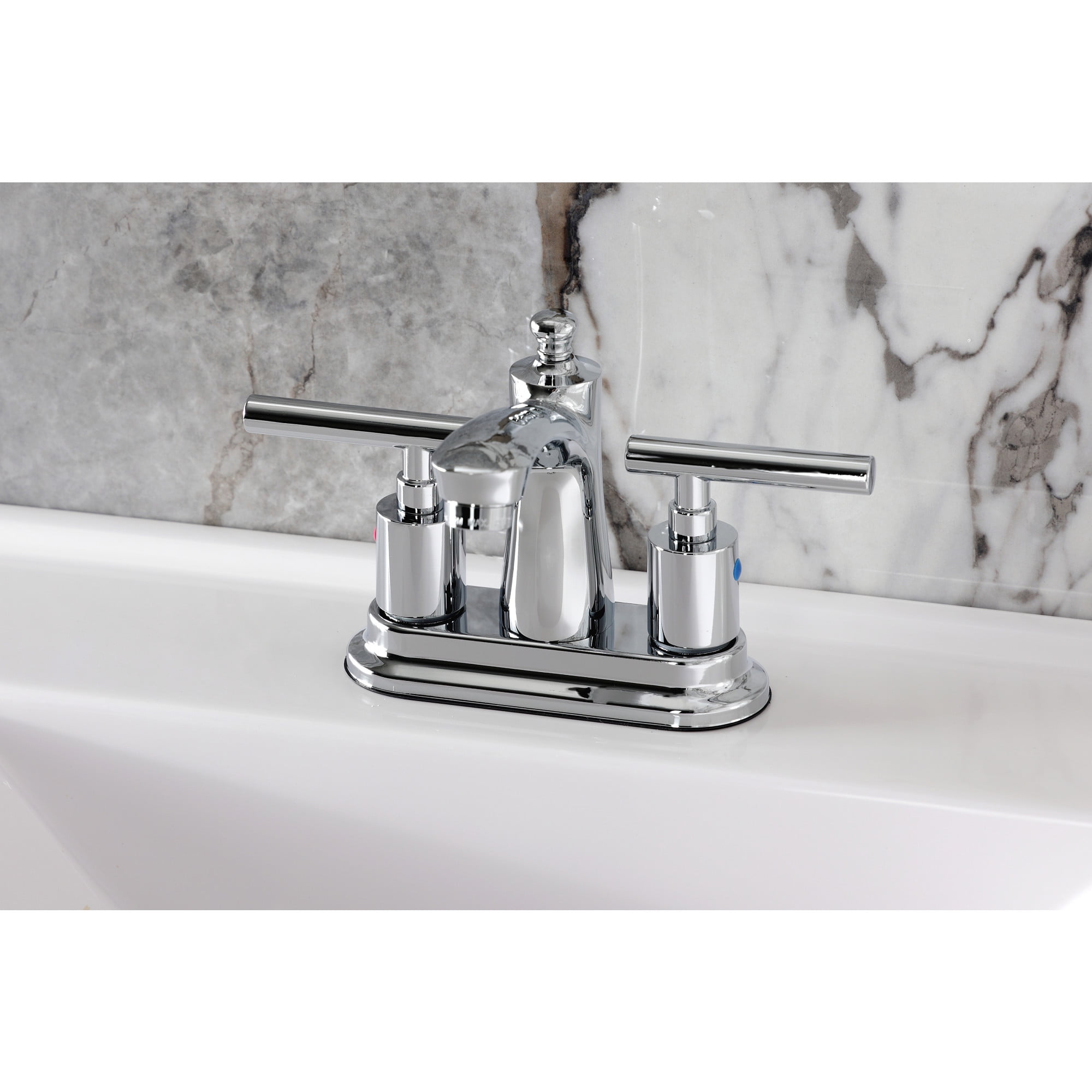 Kingston Brass FB7621CML Manhattan Double-Handle 4" Centerset Bathroom Faucet with Pop-Up Drain, Polished Chrome