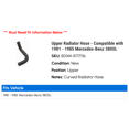 thumbnail image 2 of Upper Radiator Hose - Compatible with 1981 - 1985 Mercedes-Benz 380SL 1982 1983 1984, 2 of 2