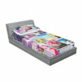 thumbnail image 3 of Ambesonne Colorful Fitted Sheet & Pillow Sham Set, Flowers and Macaroons, Queen, Multicolor, 3 of 3