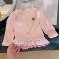 thumbnail image 5 of WUANDIXFA Toddler Kids Little Girls Long Sleeve Top Blouse 1-12 Years Ruffled Hem T-Shirt Fall Casual Princess Clothes,Pink,18-24 Months, 5 of 6