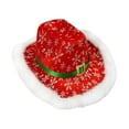 thumbnail image 4 of Sombrero de vaquero navideño, elegante accesorio de disfraz occidental para fiesta temática de carnaval. Copos de nieve blancos, 4 of 8