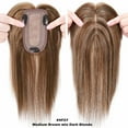 thumbnail image 2 of Benehair 100% Real Remy Human Hair Extensions Clip In Hairpiece Topper with Bang Toupee Women Hair Loss Silk Base Highlight Blonde Hair, 2 of 9