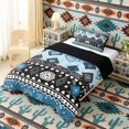 thumbnail image 2 of Erosebridal Geometric Aztec Twin Comforter Sets, Blue Bohemian Bedding Set, Black Reversible 2 Pieces, 1 Comforter and 1 Pillowcase, 2 of 6