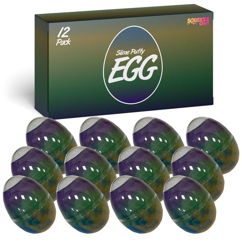 Squeeze Craft Slime Putty Egg Pack of 12 Colorful Galaxy Sludgy Gooey