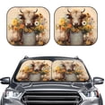 thumbnail image 2 of Bingfone Bucket Flower Cow Windshield Sun Shade 2-Piece Foldable Car Front Window Sunshade for Most Sedans SUV Truck-Small, 2 of 6